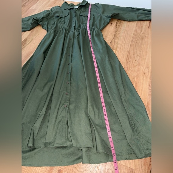 SOLD______Vintage 100% Cotton Button Front Long Sleeve Maxi Shirt Dress Size 18 - Picture 5 of 12